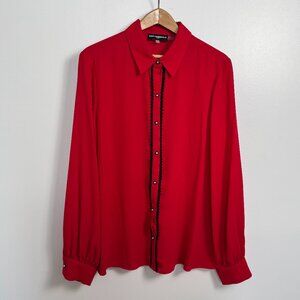 NWOT KARL LAGERFELD  Long Sleeve Red Button Down Shirt - Size M